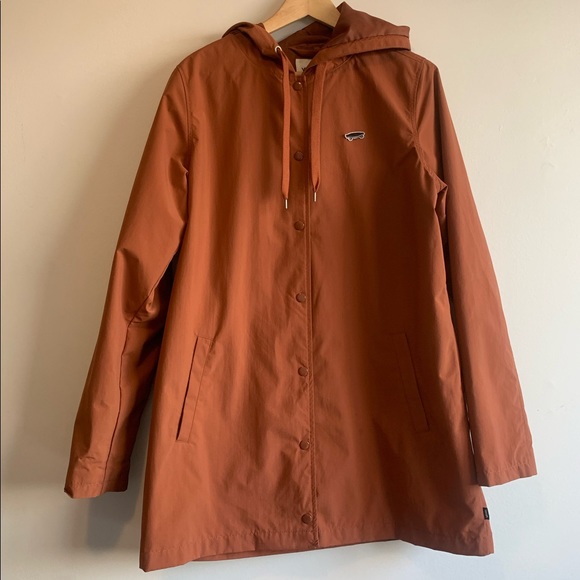 Vans Jackets & Blazers - VANS Orange/ Rust Colour Rain Resistant Hooded Jacket, Snap Button | Medium